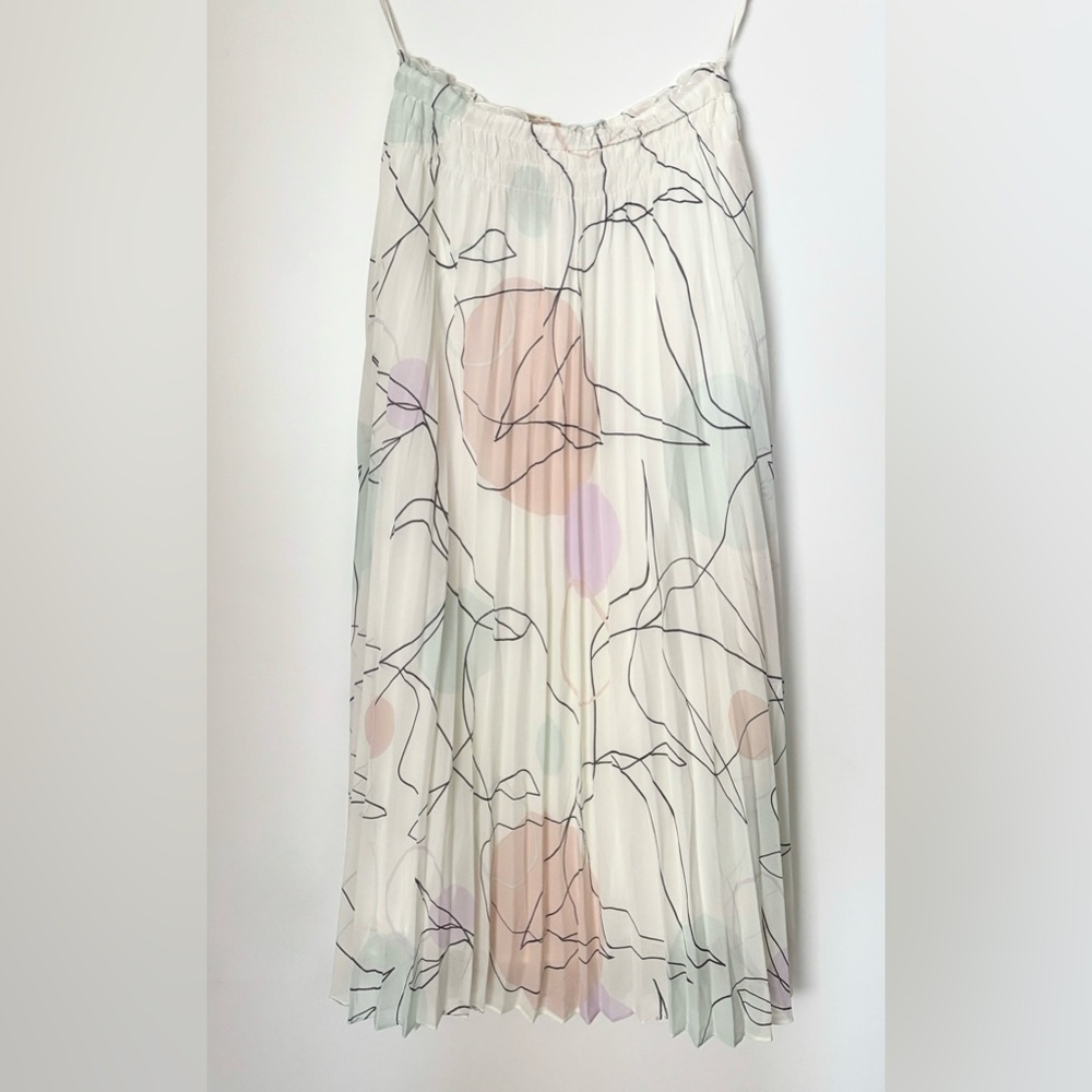 COPY - SUNCOO Cream Pleated Midi Skirt A-Line Resort Wear